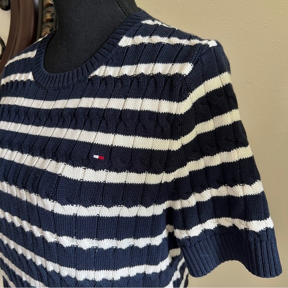 Tommy Hilfiger Women’s 100% Cotton Short Sleeve Striped Crewneck Sweater XL - Picture 9 of 15
